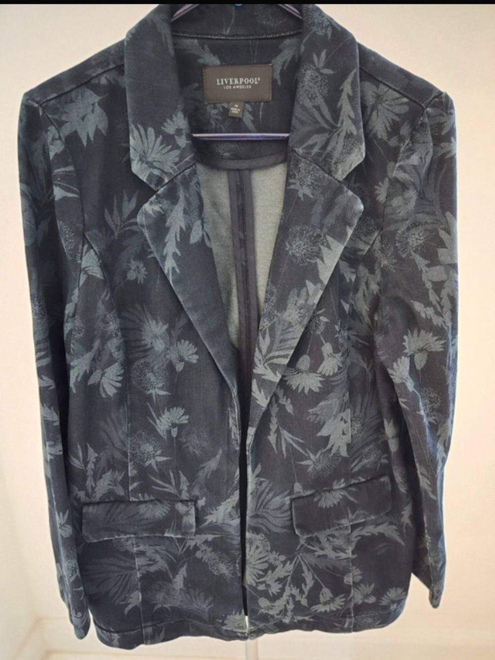 EUC Gorgeous Statement Piece! Liverpool Denim Floral Blazer Medium
